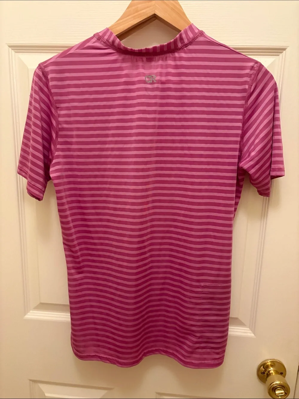Club Ride Striped Half-Zip Tee in Raspberry Pink size medium - Picture 3 of 3